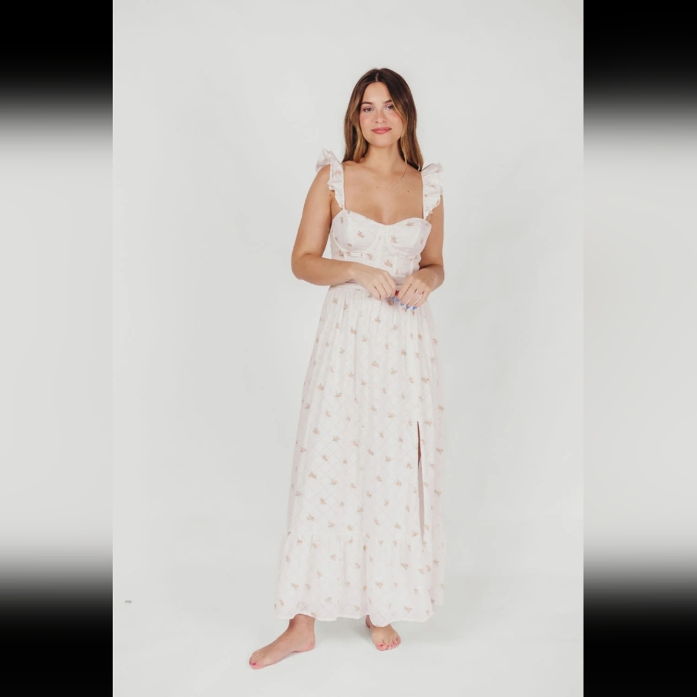 ‼️SAVE $45+‼️NWT S Rosamund Bustier Dress White/Orange Floral Worth Collective